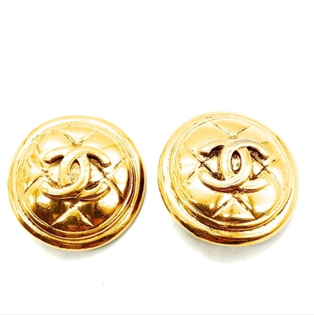 Chanel Gold Button Earrings VINTAGE